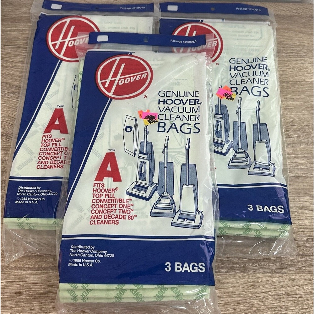 Genuine Hoover Type A Upright Vacuum Bags 4010001A 3 New/Sealed‎ Packs Of 3 Each